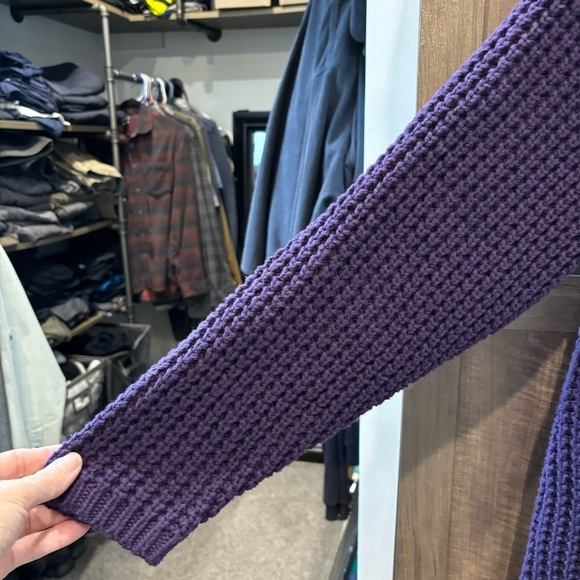 Lands End Women's 1X Purple Shawl Collar Sweater Cardigan Chunky Knit - Picture 6 of 11